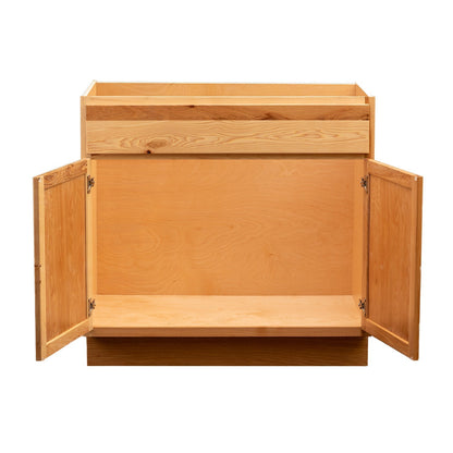 Backwoods Cabinetry RTA (Ready-to-Assemble) VSB24.34.18 - Rustic Hickory Clear Vanity Base Cabinet | 24"Wx34.5"Hx18"D