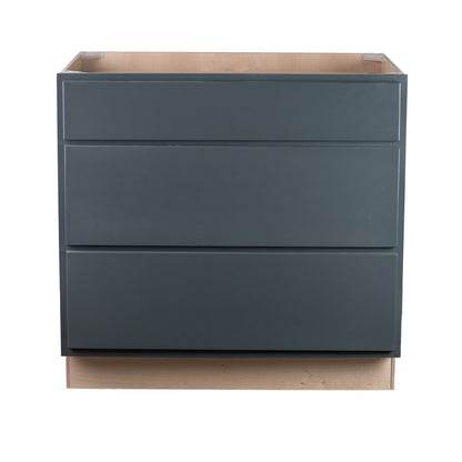 Backwoods Cabinetry RTA (Ready-to-Assemble) B36.3D - Needlepoint Navy 3 Drawer 36" Pots and Pans Base Cabinet | 36"Wx34.5"Hx24"D